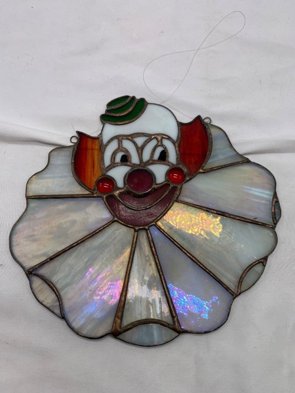 Stained Glass Clown Face Suncatcher Iridescent